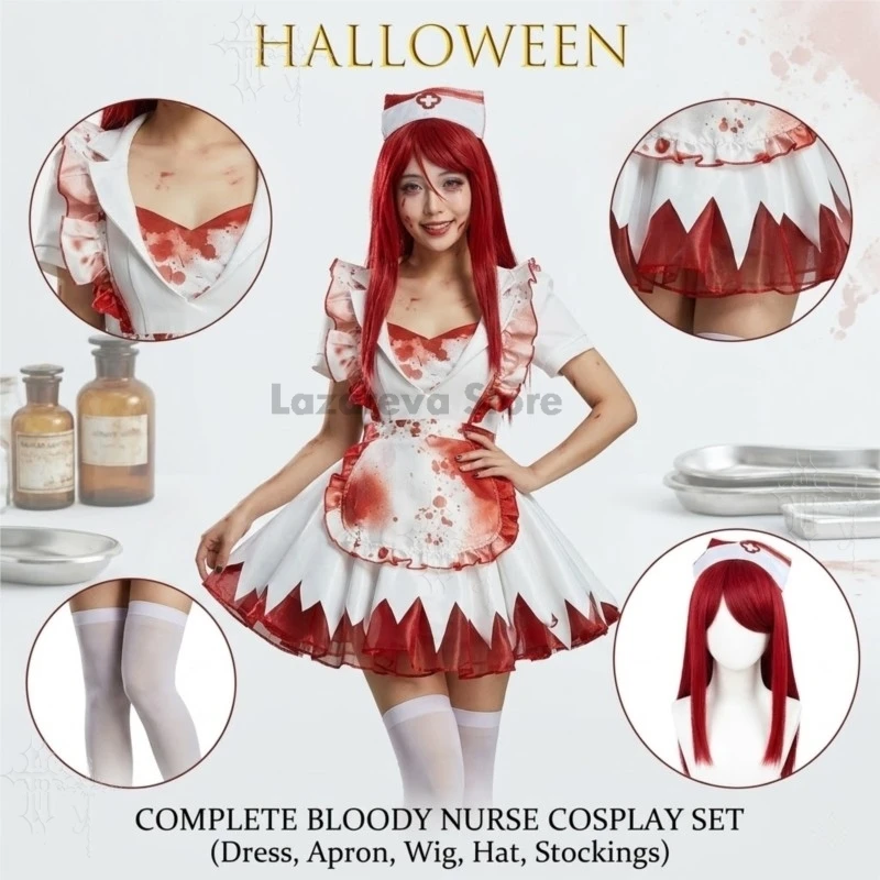 Bloody Nurse Fanart Halloween Cosplay Costume White PU Leather Nurse Lolita Dress Anime Character Outfit For Women Lolita Party
Bloody Nurse Fanart Halloween Cosplay Costume White PU Leather Nurse Lolita Dress Anime Character Outfit For Women Lolita Party