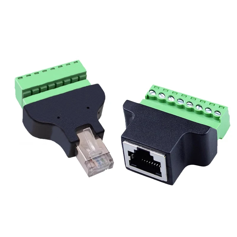 RJ45 to 8PIN Terminal Green Ethernet Converter 8P8C Crystal Modular Crimps LAN Network Line Plug RJ45 Male Female Extend Adapter
RJ45 to 8PIN Terminal Green Ethernet Converter 8P8C Crystal Modular Crimps LAN Network Line Plug RJ45 Male Female Extend Adapter