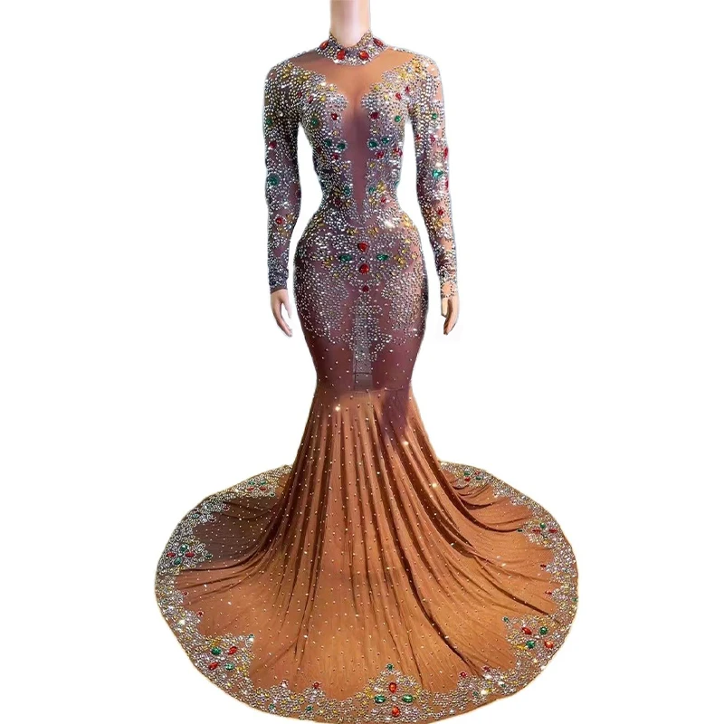 Rhinestone Women Luxurious Crystals Big Tail Evening Gown Dress Show Stage Wear Sexy Prom Party Birthday Nightclub Outfit
Rhinestone Women Luxurious Crystals Big Tail Evening Gown Dress Show Stage Wear Sexy Prom Party Birthday Nightclub Outfit