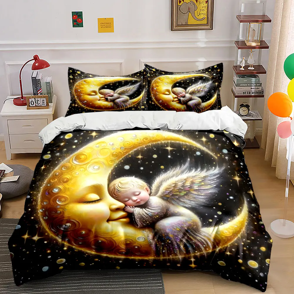 Angel Embracing Golden Crescent Printed Duvet Cover Set1 Duvet Cover+2 PillowcaseMulti Size Bedroom Bedding Decor Luxury gifts
Angel Embracing Golden Crescent Printed Duvet Cover Set1 Duvet Cover+2 PillowcaseMulti Size Bedroom Bedding Decor Luxury gifts