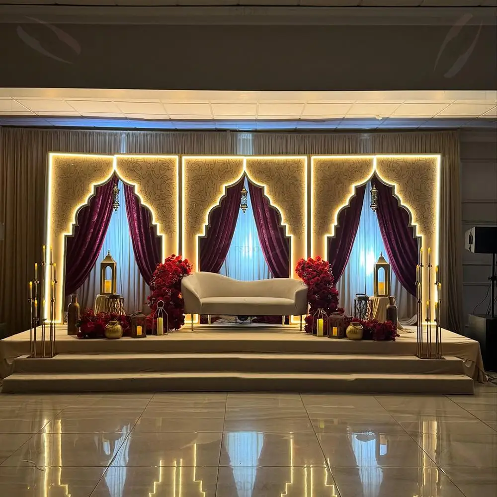 FSDKX Custom Luxury Wedding Stage Backdrop Palace Design LED Light Wed Party Decor Acrylic Arch
FSDKX Custom Luxury Wedding Stage Backdrop Palace Design LED Light Wed Party Decor Acrylic Arch