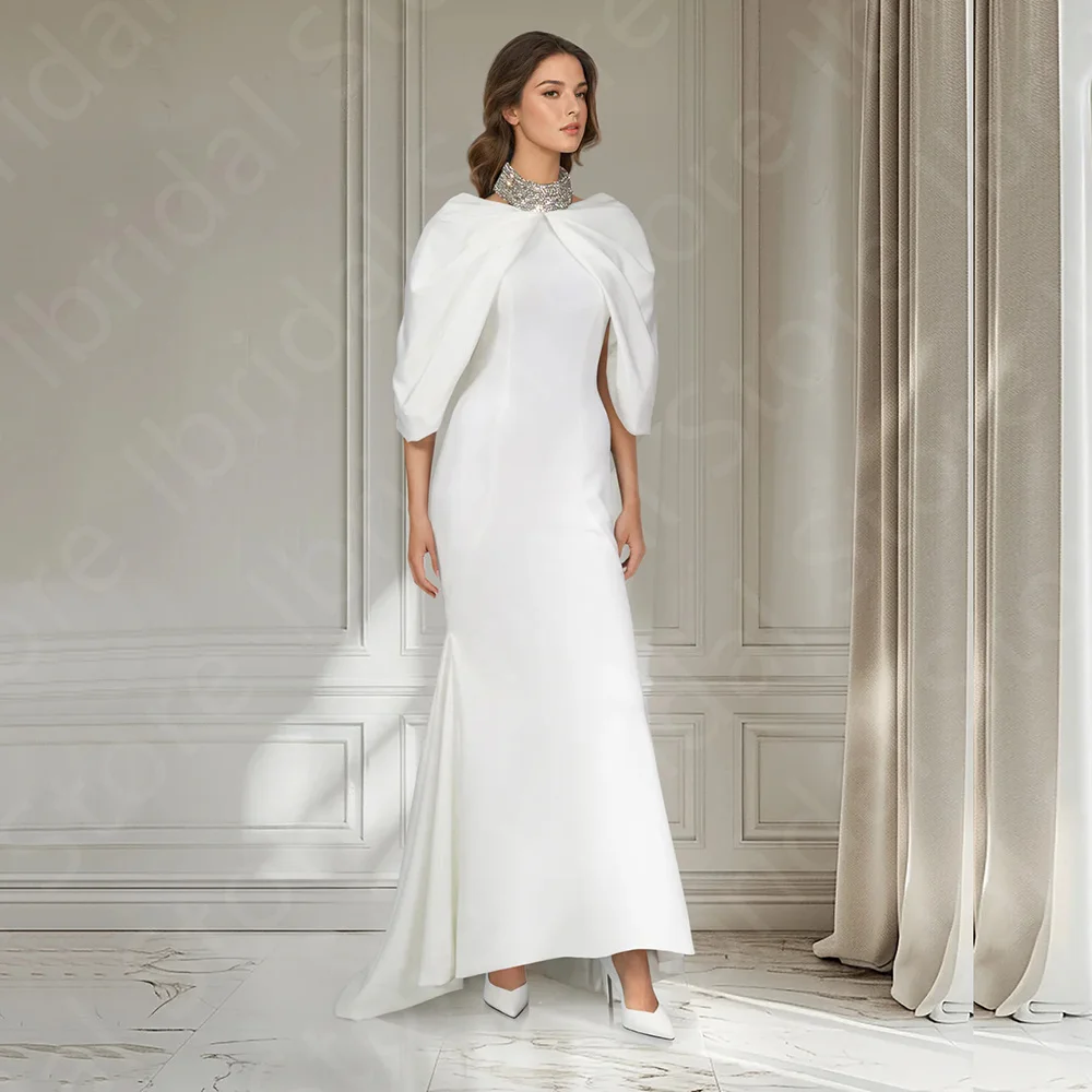 Customized Classic Evening Dresses White Sparkling High Collar Prom Gowns Puff Sleeves Wedding Guest Dresses 2024 Mermaid
Customized Classic Evening Dresses White Sparkling High Collar Prom Gowns Puff Sleeves Wedding Guest Dresses 2024 Mermaid