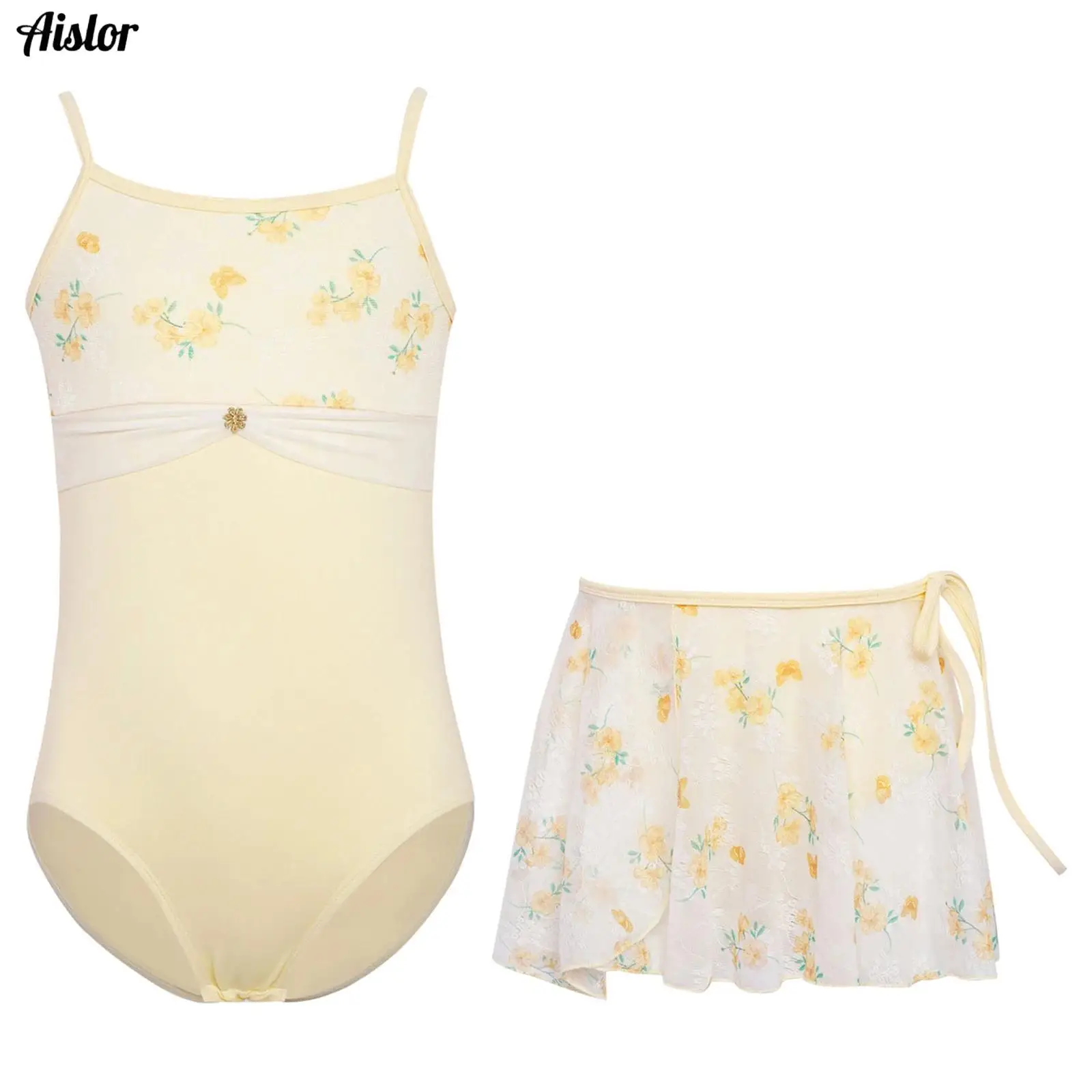 Kids Girls Gymnastics Ballet Dance Costume 2Pcs Sleeveless Adjustable Spaghetti Straps Floral Printed Leotard with Lace-up Skirt
Kids Girls Gymnastics Ballet Dance Costume 2Pcs Sleeveless Adjustable Spaghetti Straps Floral Printed Leotard with Lace-up Skirt