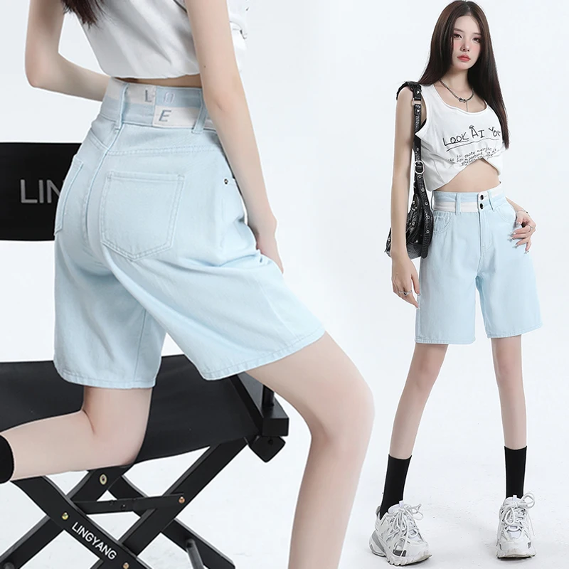 Pants Wide Leg Women's Shorts White New Casual Straight Jeans Women Embroidery Craft High Waist 2025
Pants Wide Leg Women's Shorts White New Casual Straight Jeans Women Embroidery Craft High Waist 2025