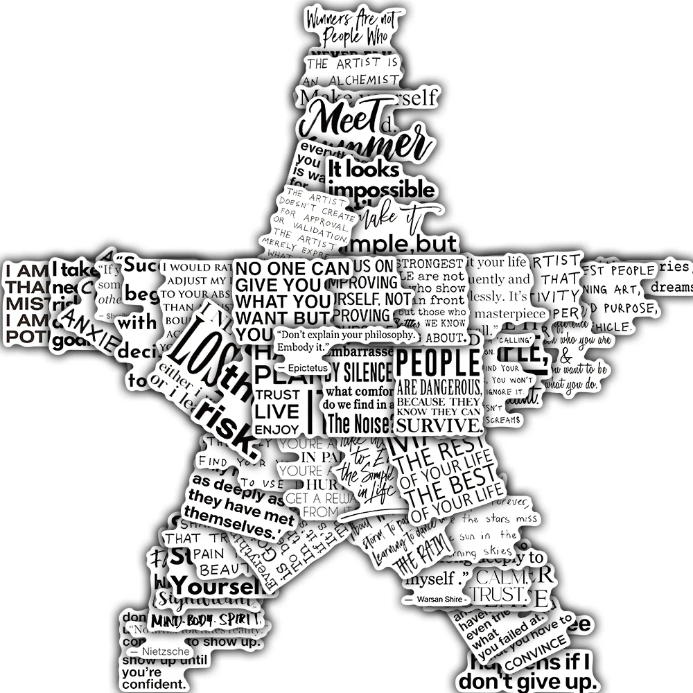 50PCS Retro Black And White Phrases Stickers Laptop Scrapbooking Lovers Cafe Laptop Phone Suitcase Skateboard Guitar Decals
50PCS Retro Black And White Phrases Stickers Laptop Scrapbooking Lovers Cafe Laptop Phone Suitcase Skateboard Guitar Decals