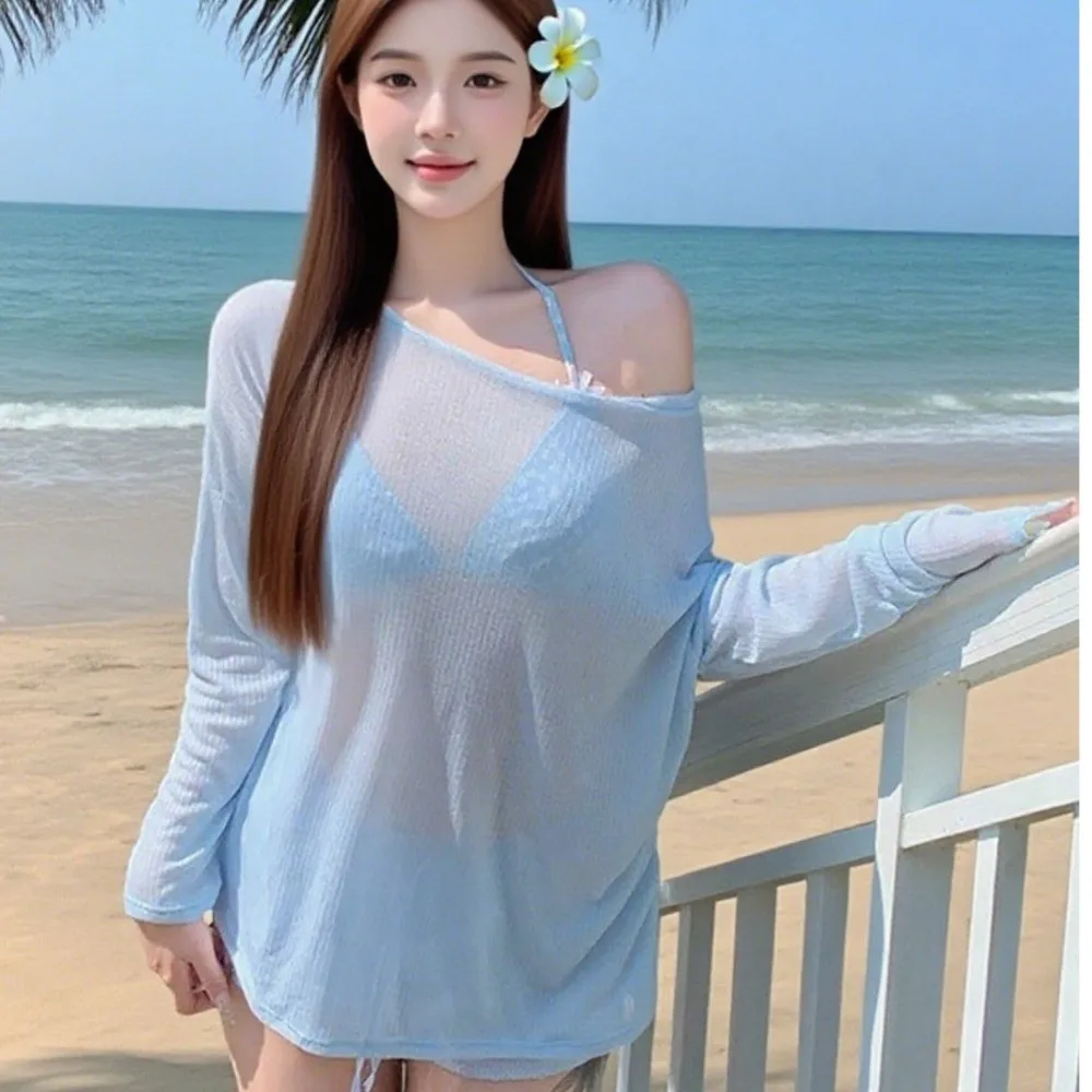 Lace-up Women's Swimwear Set Beachwear Mesh Transparent Long Sleeve Swimsuit Sun Protection Loose Bathing Suit Beach Vacations
Lace-up Women's Swimwear Set Beachwear Mesh Transparent Long Sleeve Swimsuit Sun Protection Loose Bathing Suit Beach Vacations