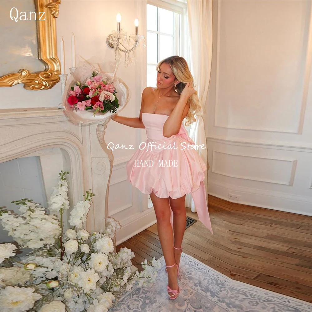 Qanz Pink Elegant Prom Dresses Fluffy Princess Birthday Party Dresses with Bow Opne Back Vestidos De Graduación Customized
Qanz Pink Elegant Prom Dresses Fluffy Princess Birthday Party Dresses with Bow Opne Back Vestidos De Graduación Customized