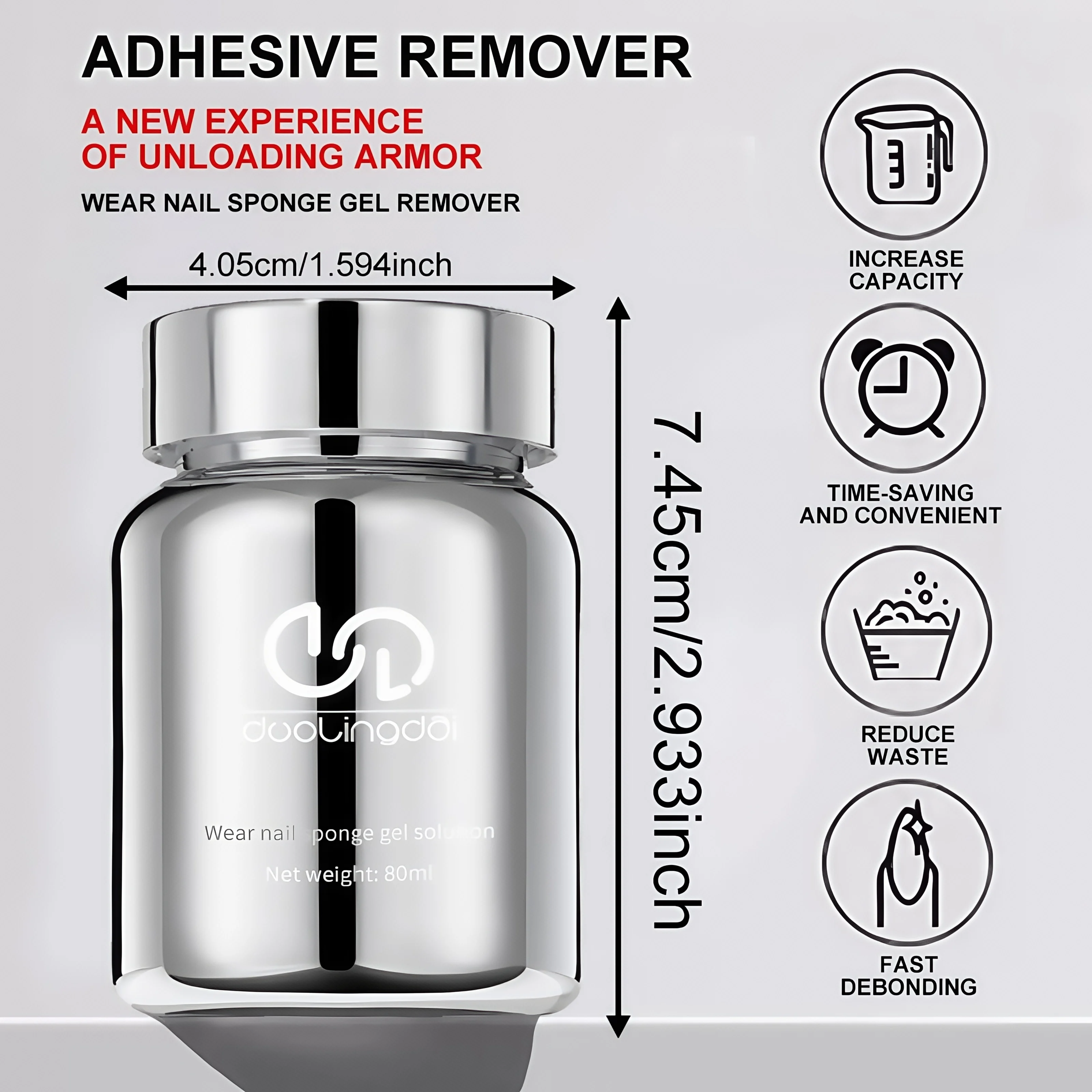 DOULINGDAI Nail Glue Remover for Press On, Dipping in Soak Liquid Gentle Remove Press-On Nail Remover Fake Nails False Tips Removal 80ml
DOULINGDAI Nail Glue Remover for Press On, Dipping in Soak Liquid Gentle Remove Press-On Nail Remover Fake Nails False Tips Removal 80ml
