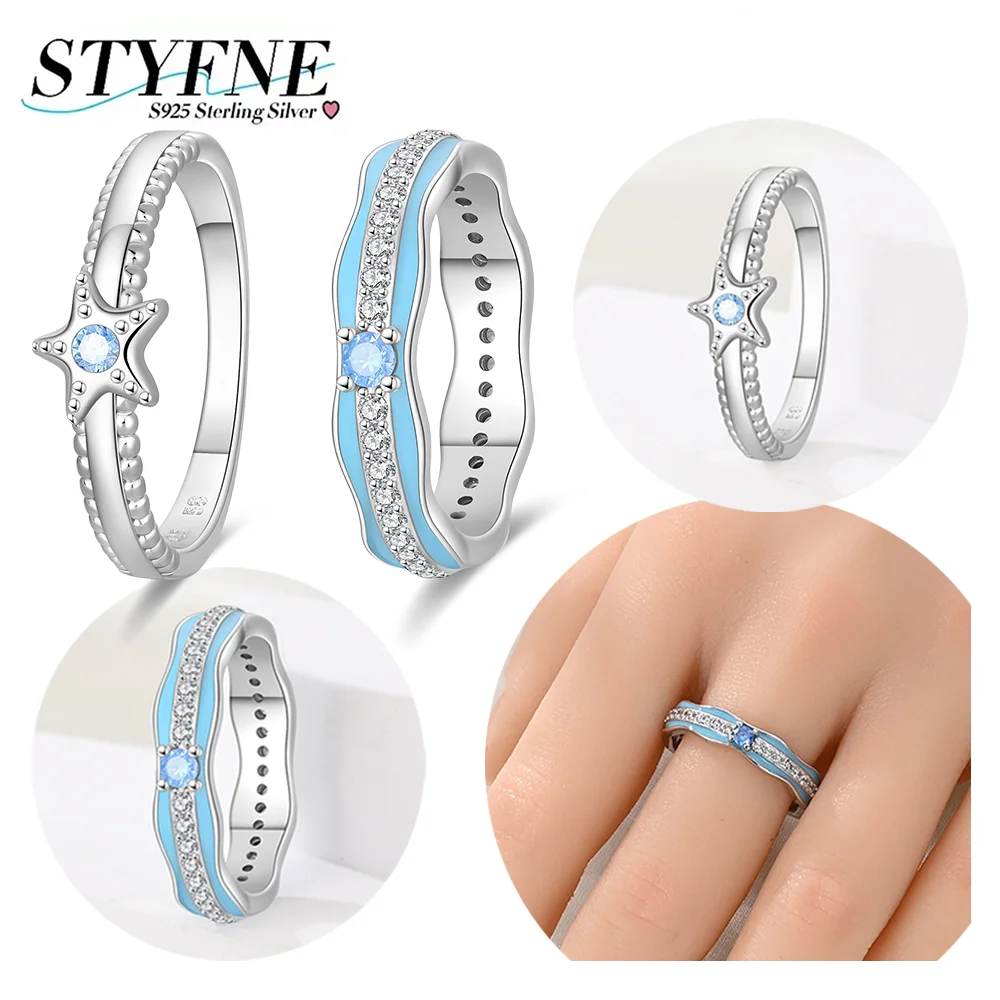 New Original 925 Silver Ocean Series Ring Blue Romantic Zircon Starfish Waves Closed Ring Unique Anniversary Jewelry Gifts
New Original 925 Silver Ocean Series Ring Blue Romantic Zircon Starfish Waves Closed Ring Unique Anniversary Jewelry Gifts
