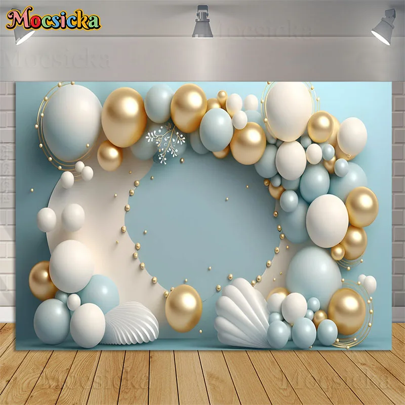 Newborn Cake Smash Photography Background Pearl Shell Golden Balloon Decor Baby Kid Birthday Party Wedding Backdrop Photo Studio
Newborn Cake Smash Photography Background Pearl Shell Golden Balloon Decor Baby Kid Birthday Party Wedding Backdrop Photo Studio