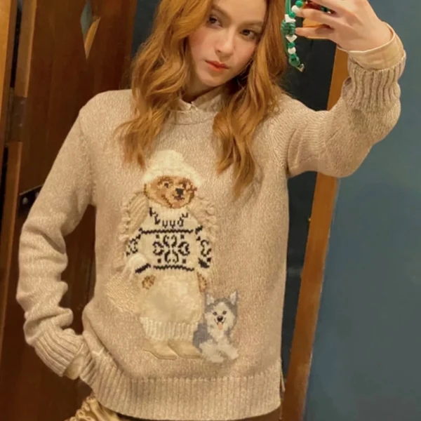 Briti Sle Loose Fit Long Sve round Ne Knitted Sweater Pure Cotton Embroidered Cartoon Bear Design Anti-Aging
Briti Sle Loose Fit Long Sve round Ne Knitted Sweater Pure Cotton Embroidered Cartoon Bear Design Anti-Aging
