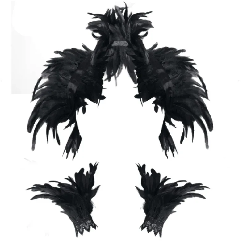 3-piece set Fake Collar With Wrist Ring Gothic Feather Shawl Imitation Feather Unisex Model Halloween Cosplay Shoulder Scarf
3-piece set Fake Collar With Wrist Ring Gothic Feather Shawl Imitation Feather Unisex Model Halloween Cosplay Shoulder Scarf