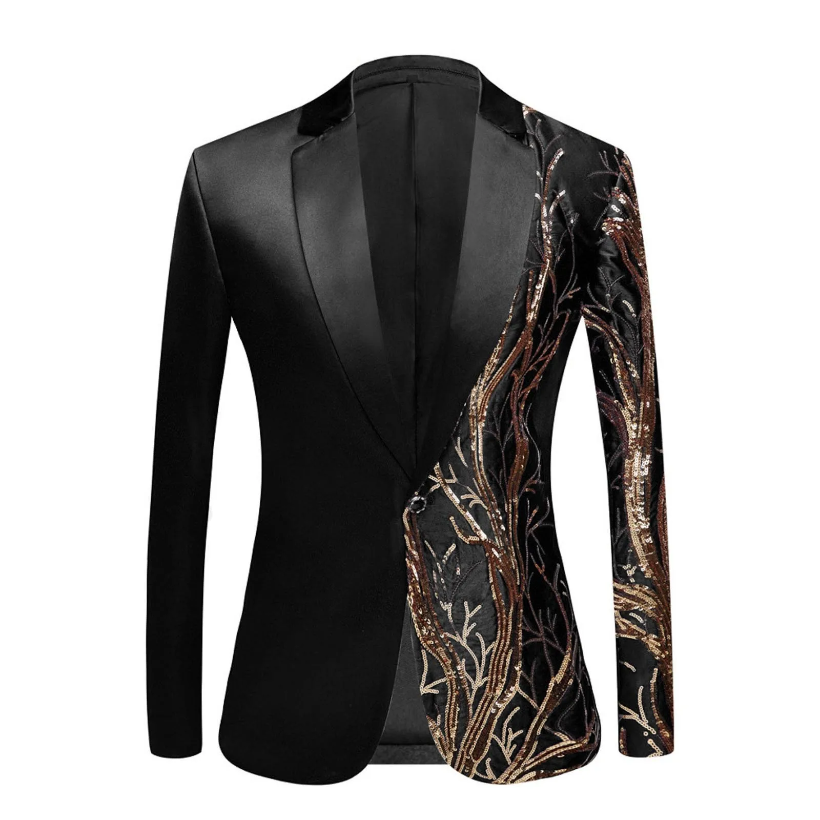 Mens Luxury Wave Striped Gold Sequin Blazer Jacket Shawl Lapel One Button Shiny Wedding Party Suit Jackets Dinner Tuxedo Blazer
Mens Luxury Wave Striped Gold Sequin Blazer Jacket Shawl Lapel One Button Shiny Wedding Party Suit Jackets Dinner Tuxedo Blazer