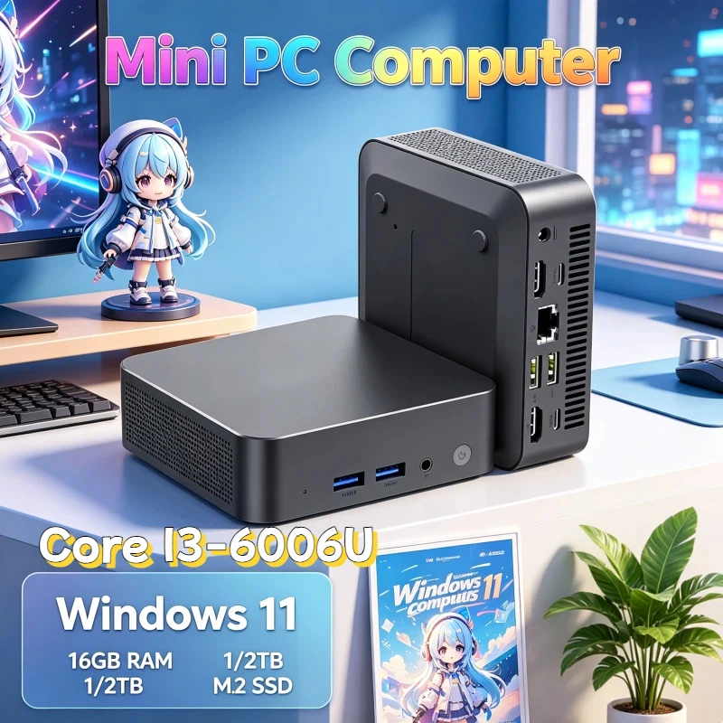 4K HD Display Energy Efficient Windows 11 Pro Mini Desktop PC Core I3-6006U 32GB RAM 1TB 2TB SSD WIFI 6 BT5.2 3 Years Warranty
4K HD Display Energy Efficient Windows 11 Pro Mini Desktop PC Core I3-6006U 32GB RAM 1TB 2TB SSD WIFI 6 BT5.2 3 Years Warranty