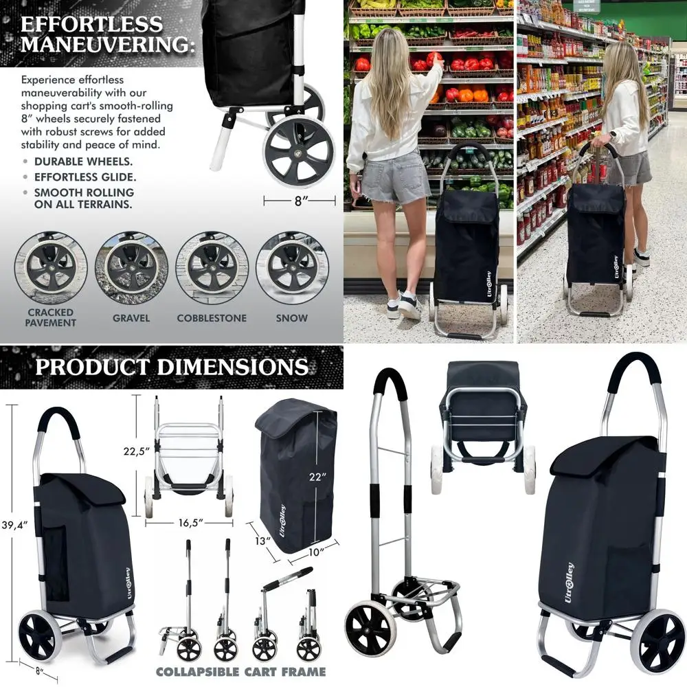 Складная тележка для продуктов емкостью 40 л с мягкими колесами и съемной изолированной сумкой — универсальная ручная тележка (черная)
Складная тележка для продуктов емкостью 40 л с мягкими колесами и съемной изолированной сумкой — универсальная ручная тележка (черная)