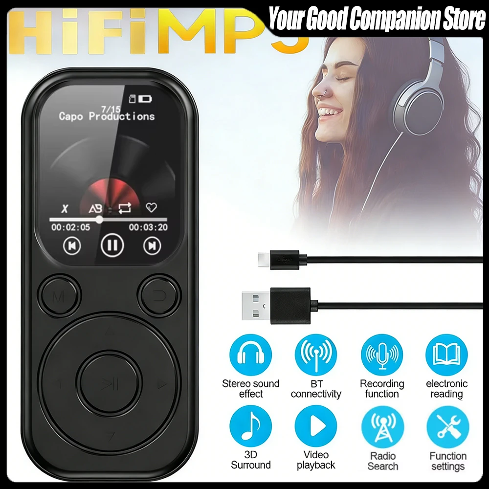 MP3-плеер портативный Walkman Type-C Bluetooth 5.4, 1.8 дюйма, ультратонкий, совместим с электронными книгами, записью, спортивным FM-радио и воспроизведением музыки
MP3-плеер портативный Walkman Type-C Bluetooth 5.4, 1.8 дюйма, ультратонкий, совместим с электронными книгами, записью, спортивным FM-радио и воспроизведением музыки