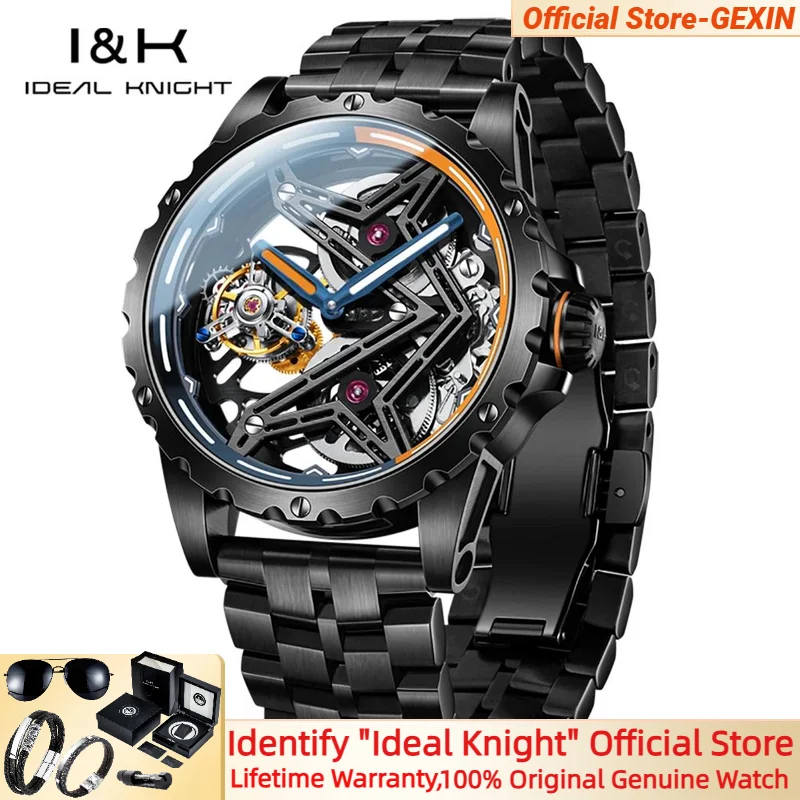 IDEAL KNIGHT Men Watch Tourbillon Automatic Movement Hollow out Black Steel High quality Men's Watches
IDEAL KNIGHT Men Watch Tourbillon Automatic Movement Hollow out Black Steel High quality Men's Watches