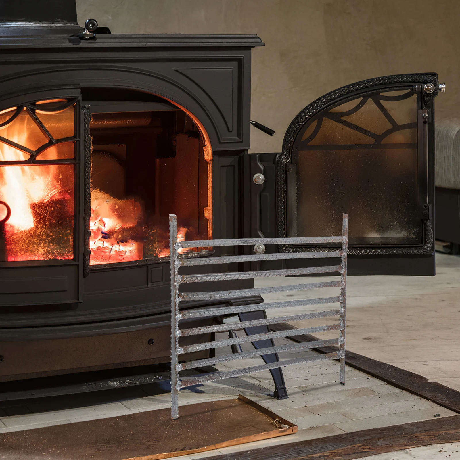 Fireplace Grate Steel Bars Heat Resistant Thickened Design Stable Placement Holder Heavy Duty Rack Grate Wood Burning
Fireplace Grate Steel Bars Heat Resistant Thickened Design Stable Placement Holder Heavy Duty Rack Grate Wood Burning