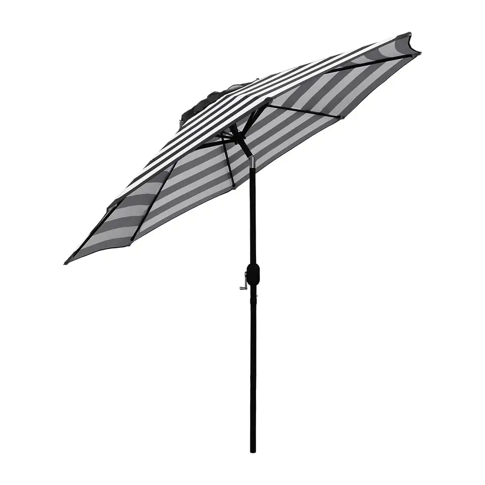 9FT Black and White Stripe Outdoor Patio Umbrella with Push Button Tilt and Crank Handle, Market
9FT Black and White Stripe Outdoor Patio Umbrella with Push Button Tilt and Crank Handle, Market