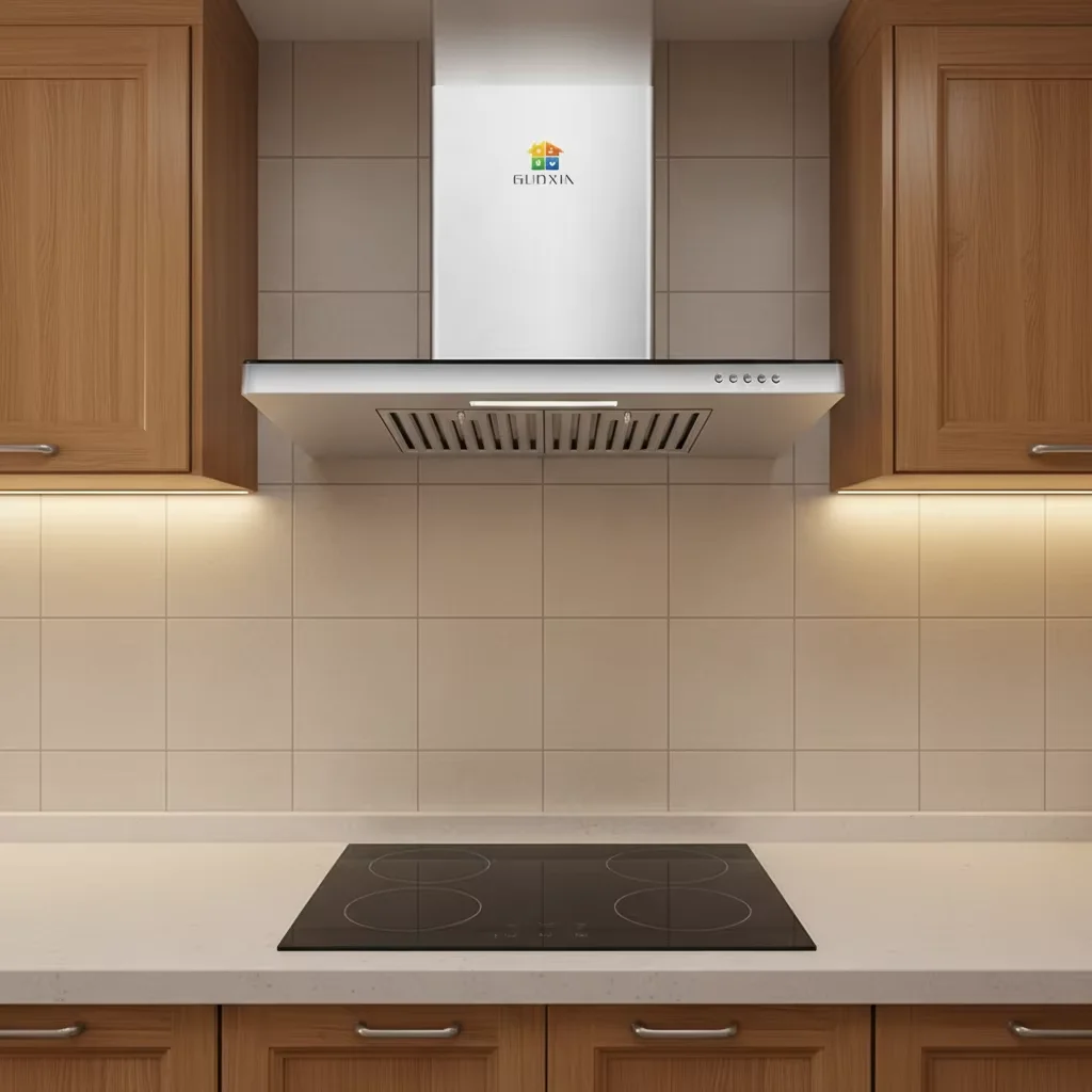 Кухонная вытяжка Т-образной формы с LED-подсветкой и кнопочным управлением
Кухонная вытяжка Т-образной формы с LED-подсветкой и кнопочным управлением