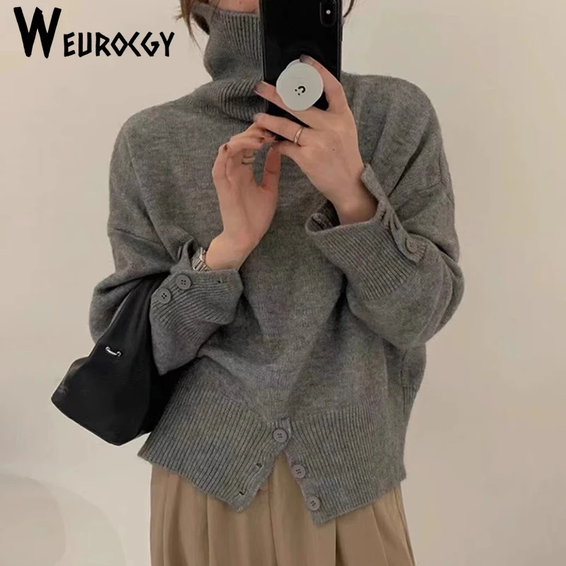 Women Sweaters 2023 Autumn Winter New Long Sleeve Cashmere Knitted Sweater Woman Buttons Loose Jumpers Turtleneck Pullovers
Women Sweaters 2023 Autumn Winter New Long Sleeve Cashmere Knitted Sweater Woman Buttons Loose Jumpers Turtleneck Pullovers