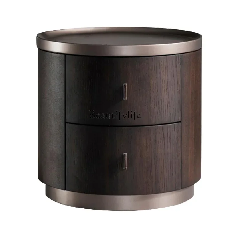 FG17Italian minimalist smoked solid wood round bedside table simple modern round cabinet creative design
FG17Italian minimalist smoked solid wood round bedside table simple modern round cabinet creative design