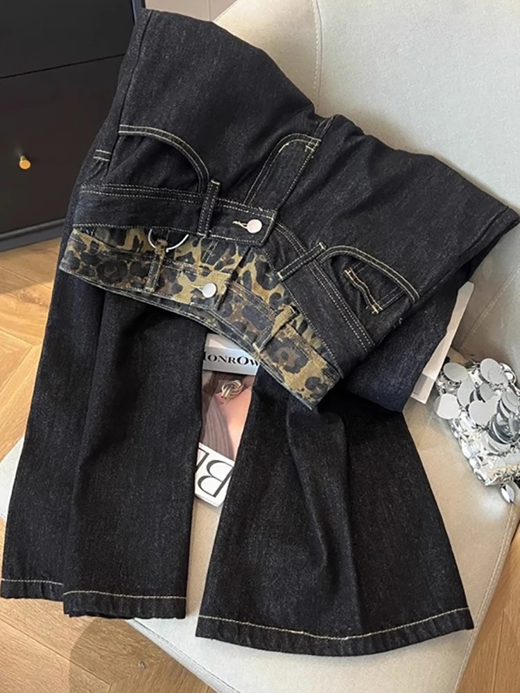 Женские лоскутные джинсы с леопардовым принтом, весенне-осенние широкие брюки с высокой талией, американские модные винтажные черные джинсовые брюки
Женские лоскутные джинсы с леопардовым принтом, весенне-осенние широкие брюки с высокой талией, американские модные винтажные черные джинсовые брюки