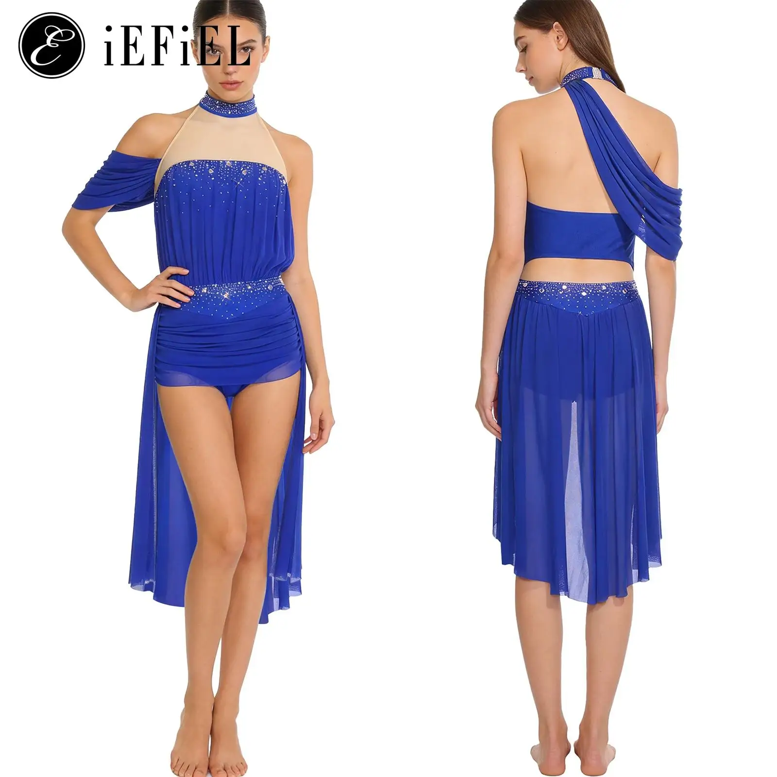 Womens Latin Tango Dance Dress Rhinestone Ruched Mesh Halter Backless Irregular Hem Leotard Bodysuit Dress Practice Performances
Womens Latin Tango Dance Dress Rhinestone Ruched Mesh Halter Backless Irregular Hem Leotard Bodysuit Dress Practice Performances