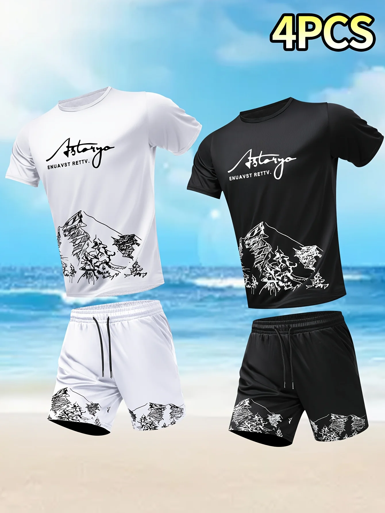 4PCS Men's Sportswear Top and Bottom Set T-shirt and Shorts Set Casual Sportswear Summer Dress Fashion Dress Men's Gift
4PCS Men's Sportswear Top and Bottom Set T-shirt and Shorts Set Casual Sportswear Summer Dress Fashion Dress Men's Gift