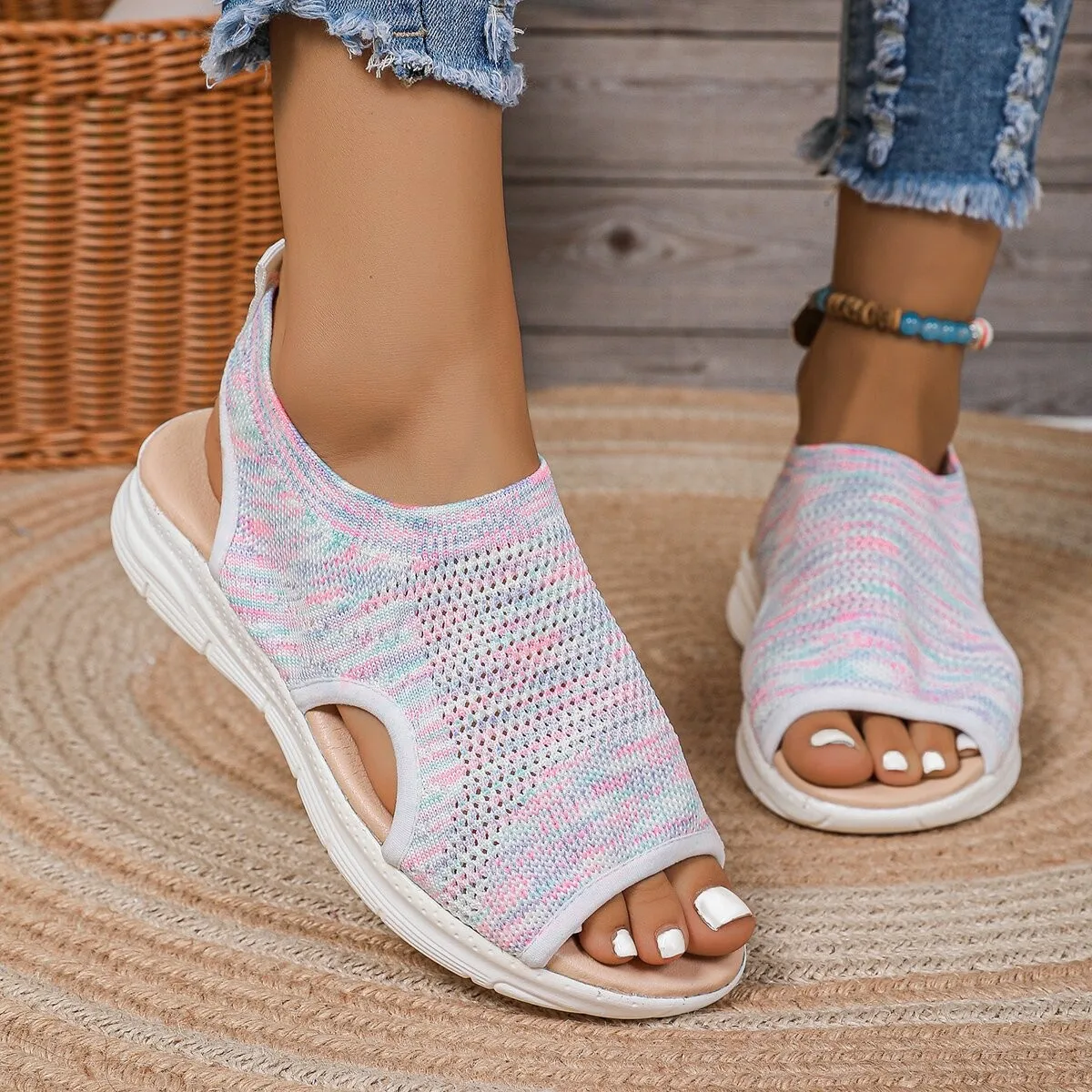 Comfortable Slip-On Sporty Wedge Sandals with Knit Upper, Lightweight & Versatile, Ideal for Errands, Travel and All-Day Comfort 18 Sa5e657fe57fc4fd8ae79a7b0d9506d2cS