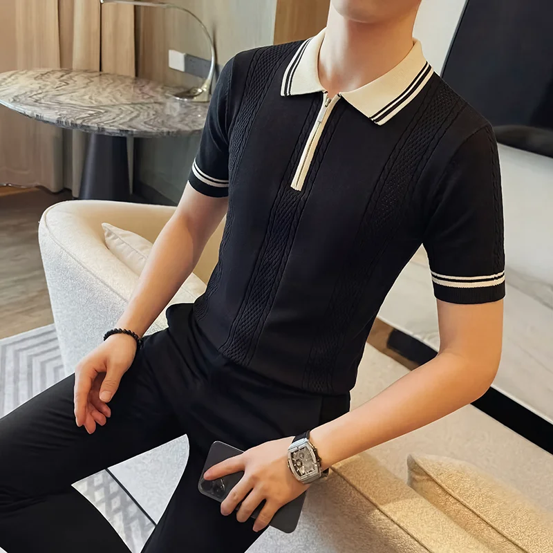 2026 Retro Striped Knitted Polo Shirt for Men Half-zip Casual Business T-shirt V-neck Social Street Wear Polo Shirt Man Clothing
2026 Retro Striped Knitted Polo Shirt for Men Half-zip Casual Business T-shirt V-neck Social Street Wear Polo Shirt Man Clothing