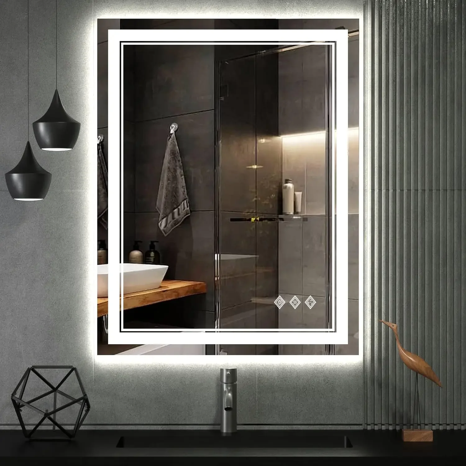 LED Bathroom Mirror, 24x32 Inch Gradient Front and Backlit LED Mirror for Bathroom, 3 Colors Dimmable CRI 90 Double Lights
LED Bathroom Mirror, 24x32 Inch Gradient Front and Backlit LED Mirror for Bathroom, 3 Colors Dimmable CRI 90 Double Lights