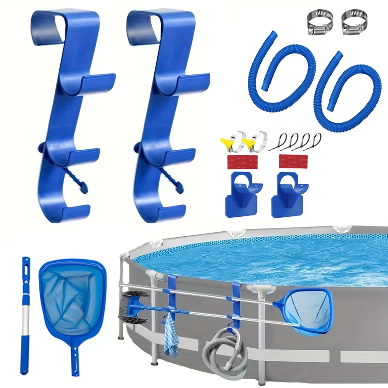 Plastic Poolside Pool Pole Hanger Adjustable Telescopic Pole Hooks Leaf Net with Telescopic Aluminum Rod Set with Pipe Bracket
Plastic Poolside Pool Pole Hanger Adjustable Telescopic Pole Hooks Leaf Net with Telescopic Aluminum Rod Set with Pipe Bracket