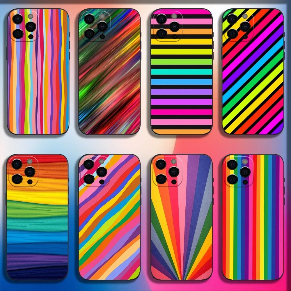 Colorful Rainbow Stripe Phone Case For iPhone 16,15,14,13,12,11,Pro,X,XS,Max,XR,Plus,Mini Soft Black Cover
Colorful Rainbow Stripe Phone Case For iPhone 16,15,14,13,12,11,Pro,X,XS,Max,XR,Plus,Mini Soft Black Cover