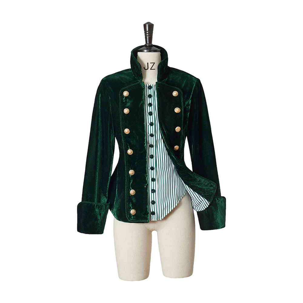 Women Breasted Gothic Steampunk Velvet Coat Stand Collar Medieval Victorian Dark Green Coat Vest Women Stage Cosplay Prom Costum
Women Breasted Gothic Steampunk Velvet Coat Stand Collar Medieval Victorian Dark Green Coat Vest Women Stage Cosplay Prom Costum
