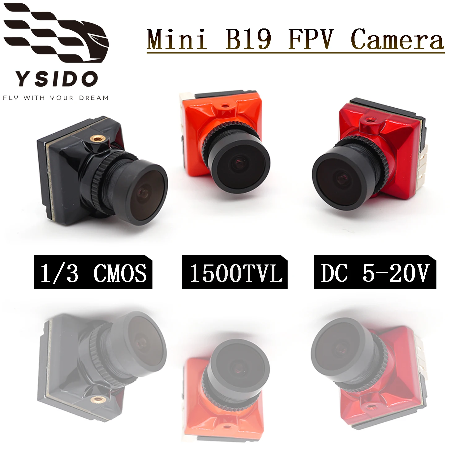 YSIDO RC FPV Camera Mini B19 1/3 CMOS 1500TVL DC 5-20V 2.1mm Lens PAL / NTSC With OSD Internal Adjustable For RC FPV Drone Model
YSIDO RC FPV Camera Mini B19 1/3 CMOS 1500TVL DC 5-20V 2.1mm Lens PAL / NTSC With OSD Internal Adjustable For RC FPV Drone Model