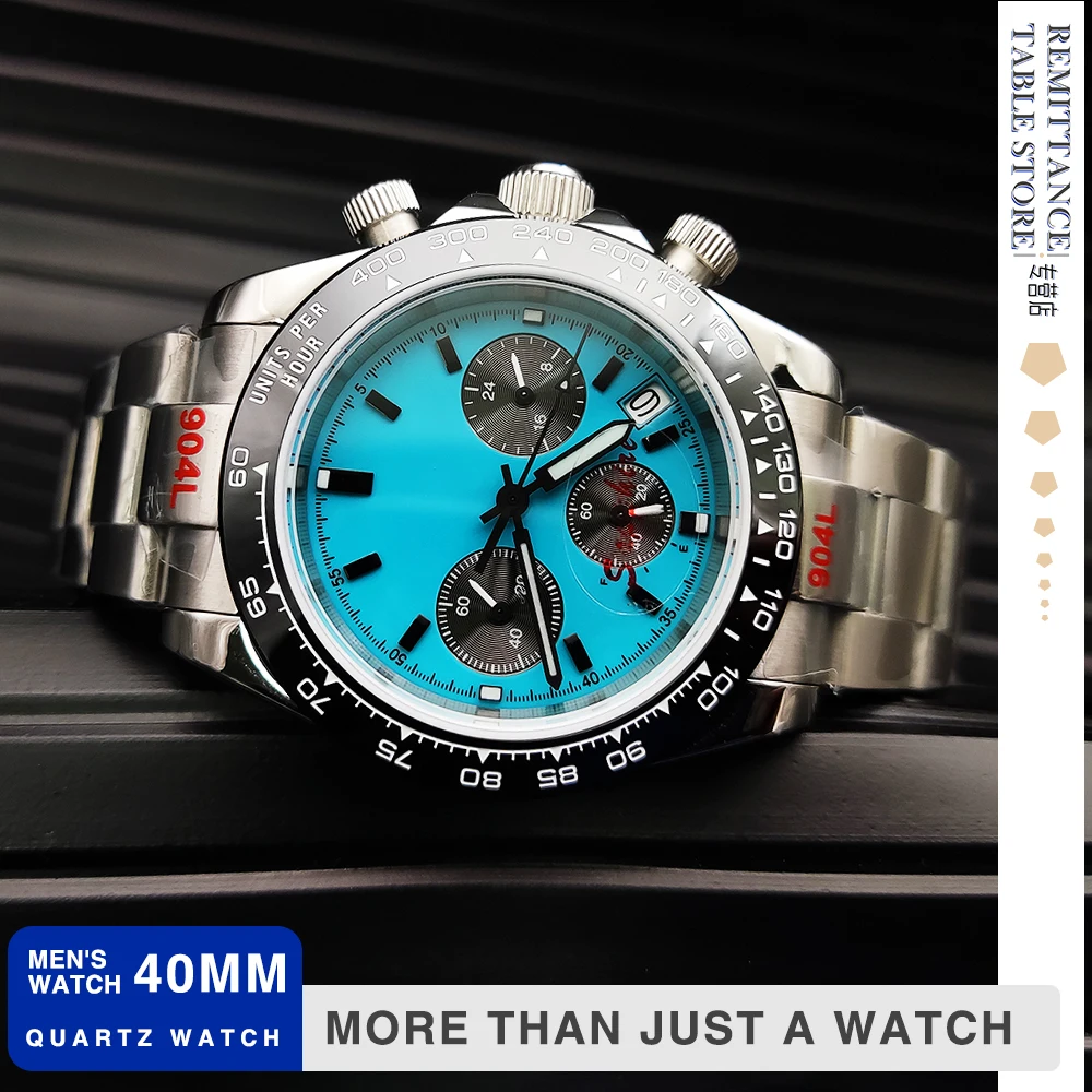40mm Mens Blue Panda Quartz Watch VK63 Movement Sapphire Stainless Steel Luxury Waterproof Multifunction Three Eyes Chronograph
40mm Mens Blue Panda Quartz Watch VK63 Movement Sapphire Stainless Steel Luxury Waterproof Multifunction Three Eyes Chronograph
