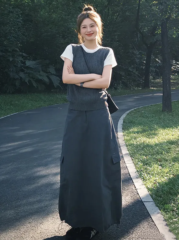 Salt Series Maturity Light Three-Piece Set Short Sleeve T-Shirt Knitted Vest Workwear Long Dress Summer Commute Elegant Outfit
Salt Series Maturity Light Three-Piece Set Short Sleeve T-Shirt Knitted Vest Workwear Long Dress Summer Commute Elegant Outfit