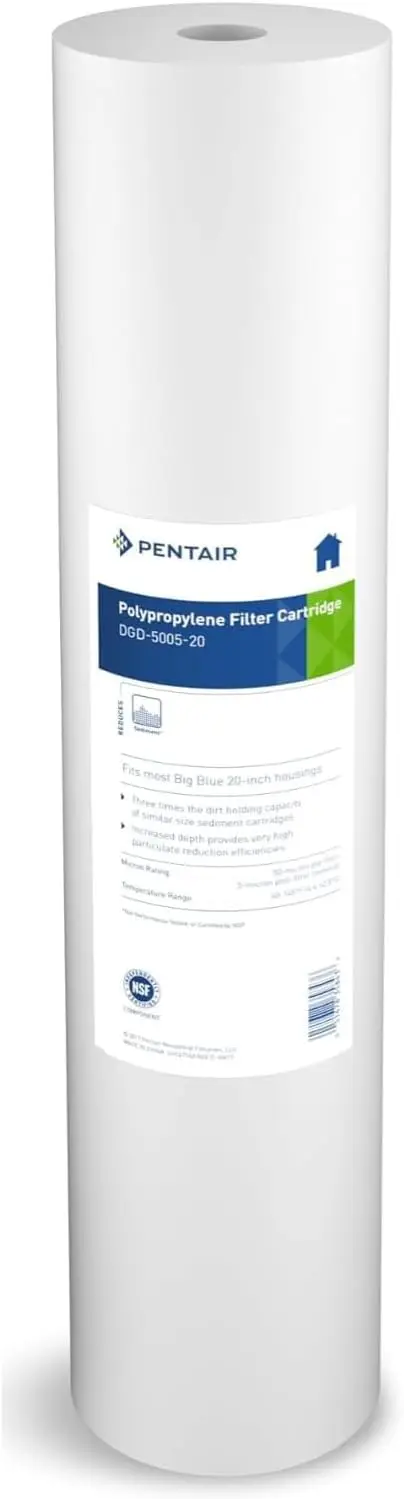 Pentair Pentek DGD-5005-20 Big Blue Water Filter Replacement Cartridge, 20" x 4.5" 5 Micron Sediment Pre-Filter for Whole House
Pentair Pentek DGD-5005-20 Big Blue Water Filter Replacement Cartridge, 20" x 4.5" 5 Micron Sediment Pre-Filter for Whole House