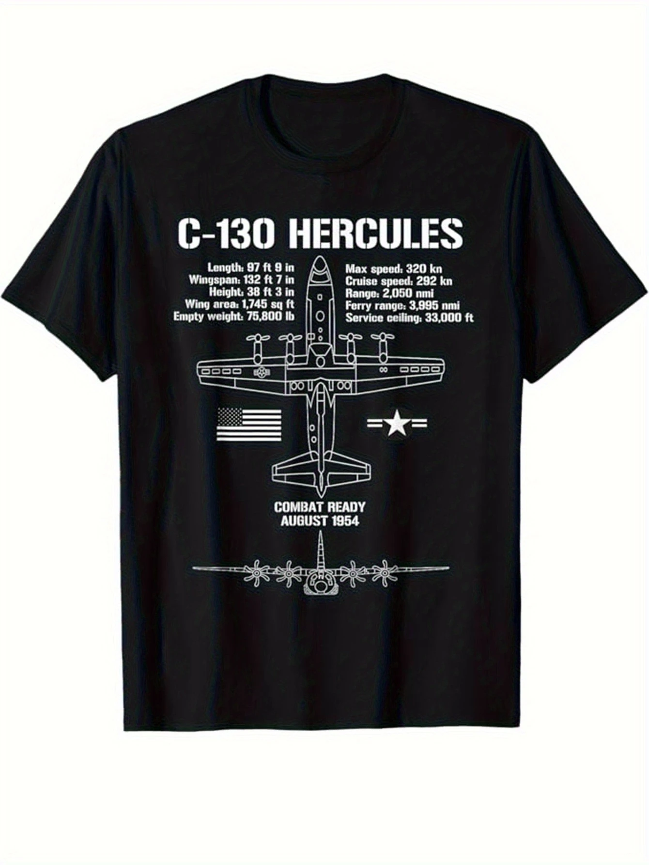 с C-130 Hercules Aircraft Graphic - 100% хлопок, летняя повседневная мужская футболка с круглым вырезом и короткими рукавами с принтом.
с C-130 Hercules Aircraft Graphic - 100% хлопок, летняя повседневная мужская футболка с круглым вырезом и короткими рукавами с принтом.