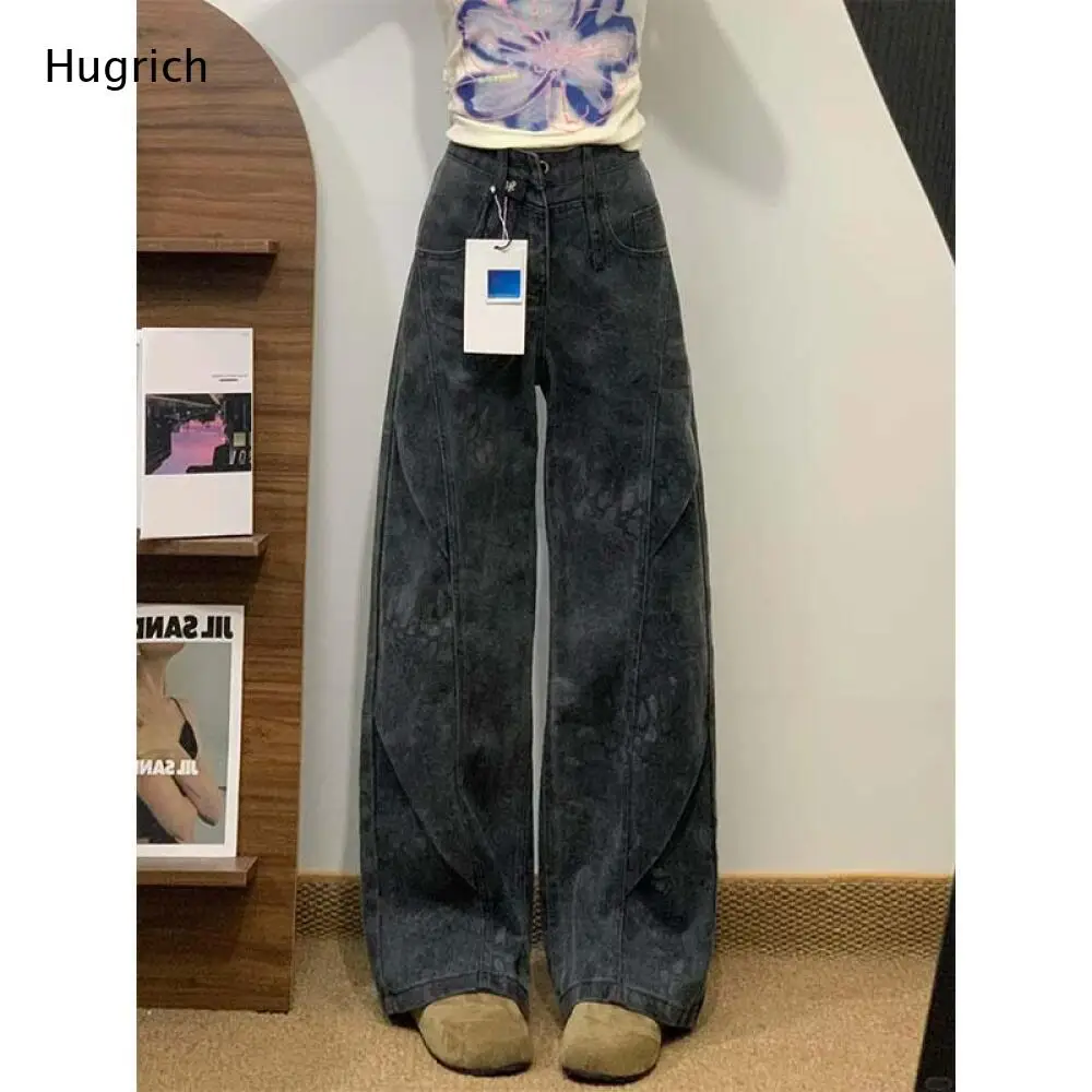 Women Dark Gray Washed Wide Leg Jeans High Waist Loose Fit Irregular Seam Denim Pants Casual Streetwear Trousers
Women Dark Gray Washed Wide Leg Jeans High Waist Loose Fit Irregular Seam Denim Pants Casual Streetwear Trousers