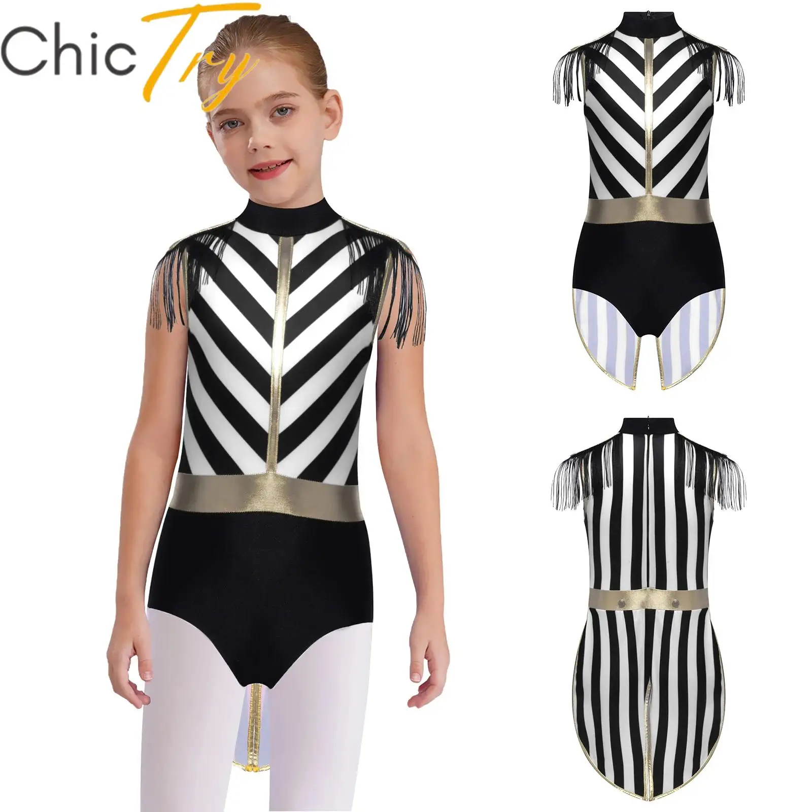 Kids Girls Circus Costume Cosplay Roleplay Leotard Stripe Shoulder Tassel Buttons Jumpsuit for Halloween Carnival Party Dress Up
Kids Girls Circus Costume Cosplay Roleplay Leotard Stripe Shoulder Tassel Buttons Jumpsuit for Halloween Carnival Party Dress Up