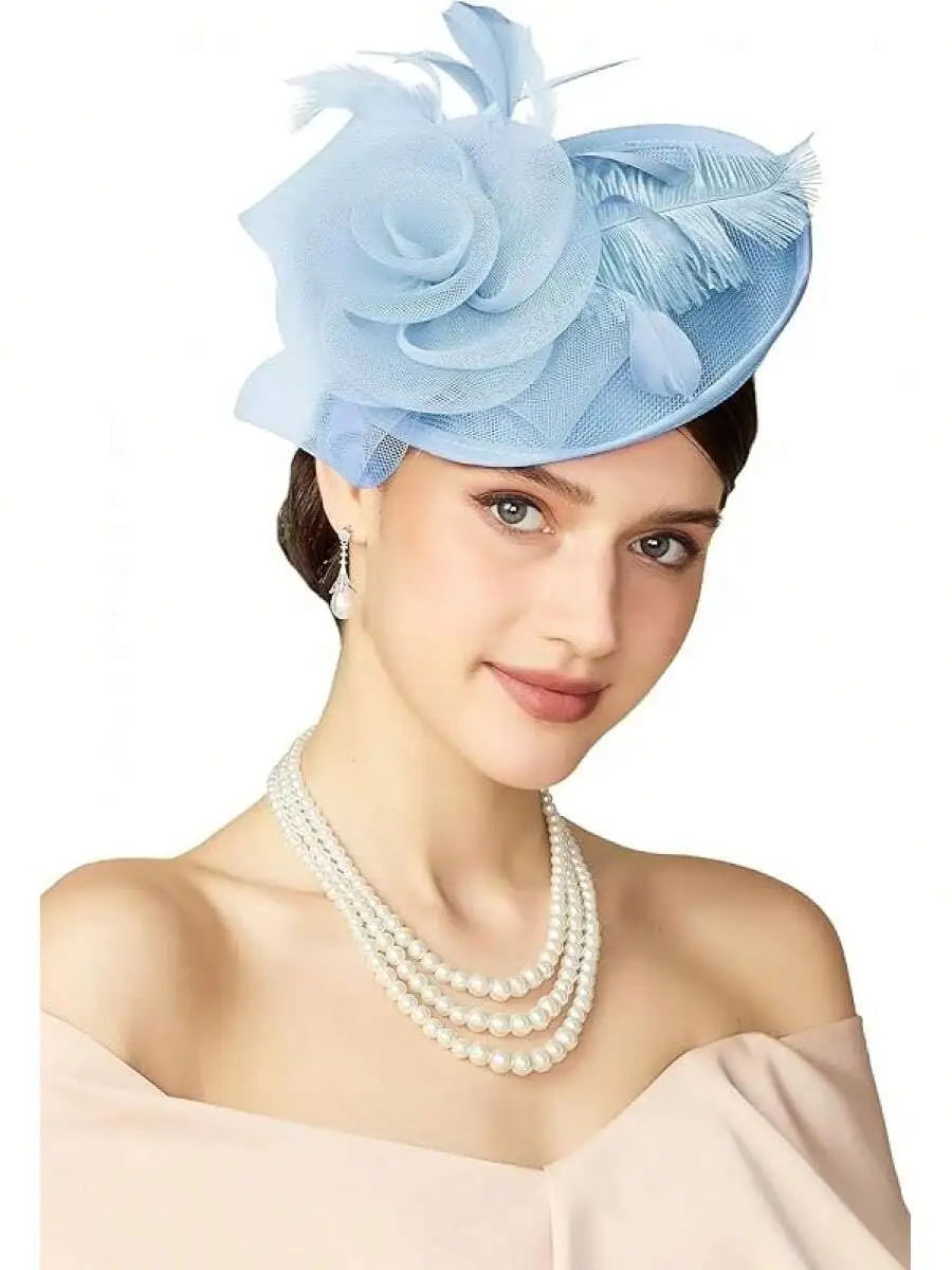 Womens Fascinator Hat With Mesh Flower And Feathers For Tea Party Derby
Womens Fascinator Hat With Mesh Flower And Feathers For Tea Party Derby