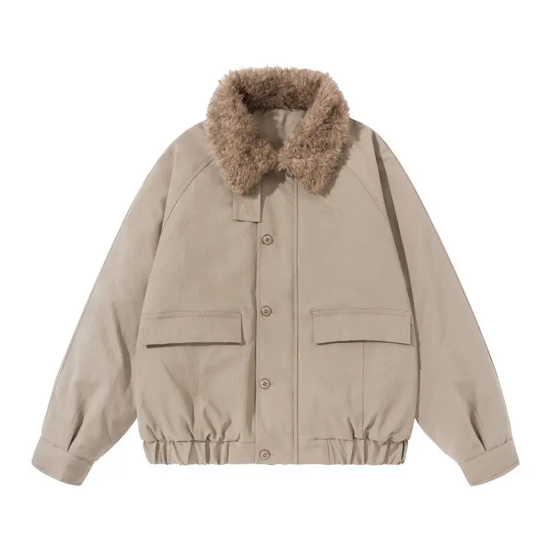 Winter Japanese Retro Workwear Short Cotton Jacket for Men and Women Loose Lambhair Collar Thick Coat
Winter Japanese Retro Workwear Short Cotton Jacket for Men and Women Loose Lambhair Collar Thick Coat