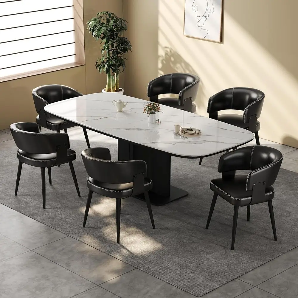 Set of 6 Upholstered Leather Dining Chairs with Elegant Stitching, Easy Assembly & Cleaning, Suitable for Kitchen, Dining Room,
Set of 6 Upholstered Leather Dining Chairs with Elegant Stitching, Easy Assembly & Cleaning, Suitable for Kitchen, Dining Room,