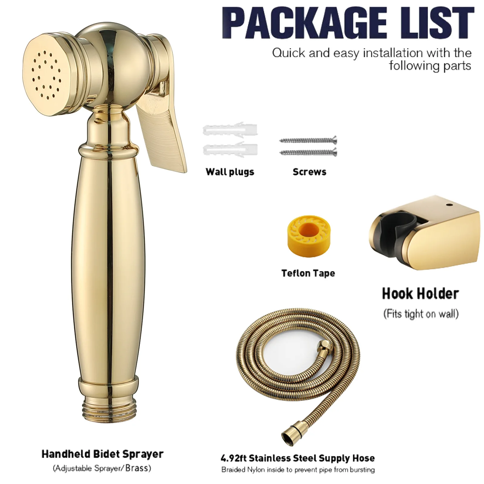 Hot Sale High Quality gold Brass Shower head set Golden Handheld shower sprayer set Luxury Copper with holder 1.5m shower hose
Hot Sale High Quality gold Brass Shower head set Golden Handheld shower sprayer set Luxury Copper with holder 1.5m shower hose
