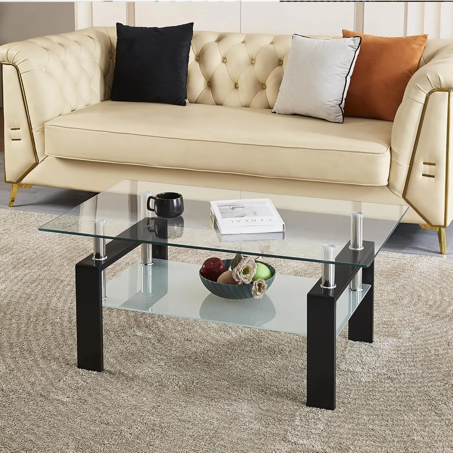 Modern Glass Coffee Table, 2-Tier Clear Tempered Glass Rectangle Tea Table for Living Room, Stylish Center Coffee, Customized
Modern Glass Coffee Table, 2-Tier Clear Tempered Glass Rectangle Tea Table for Living Room, Stylish Center Coffee, Customized