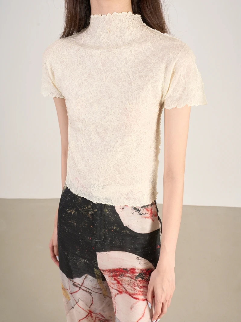 Эластичный топ с цветочным узором и высоким воротником, полупрозрачный, с коротким рукавом, облегающий, для женщин
Эластичный топ с цветочным узором и высоким воротником, полупрозрачный, с коротким рукавом, облегающий, для женщин