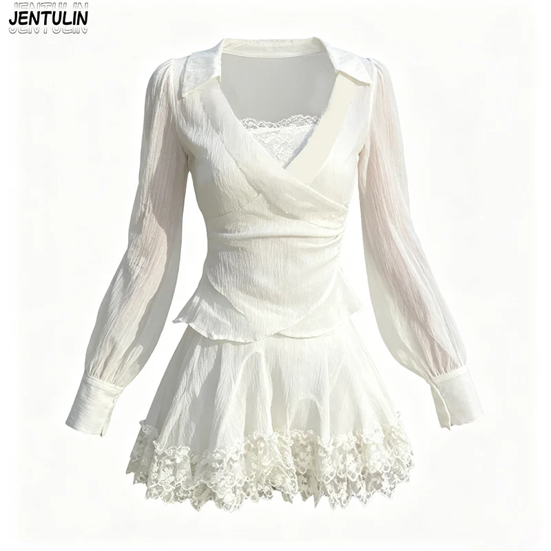 Pure Desire Wind Star Sand Spicy Girl Dress Lace Spring/Summer Long Sleeve Top New Short Skirt Fashion Style Set Women Clothing
Pure Desire Wind Star Sand Spicy Girl Dress Lace Spring/Summer Long Sleeve Top New Short Skirt Fashion Style Set Women Clothing