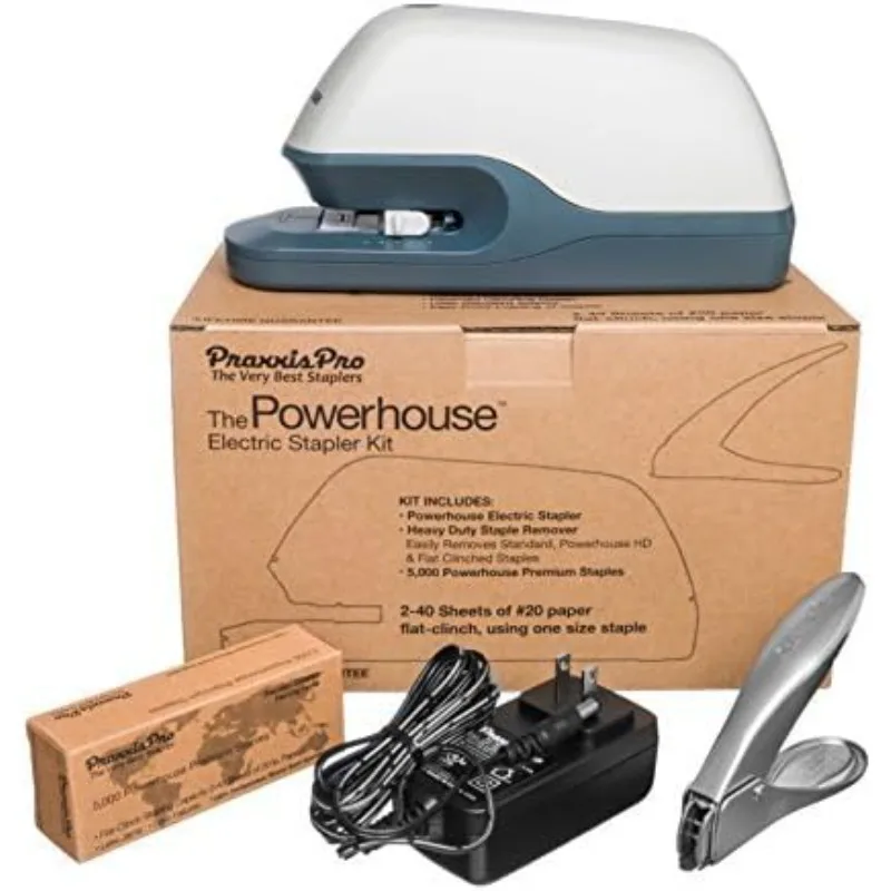 Powerhouse Electric Automatic Jam Free 40 Sheet Flat Clinch Stapler for Home, School or Office
Powerhouse Electric Automatic Jam Free 40 Sheet Flat Clinch Stapler for Home, School or Office
